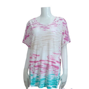 TORRID SIZE 1 LOVE SICK ROLL-CUFF TEE - COTTON TIE-DYE SIZE 14-16